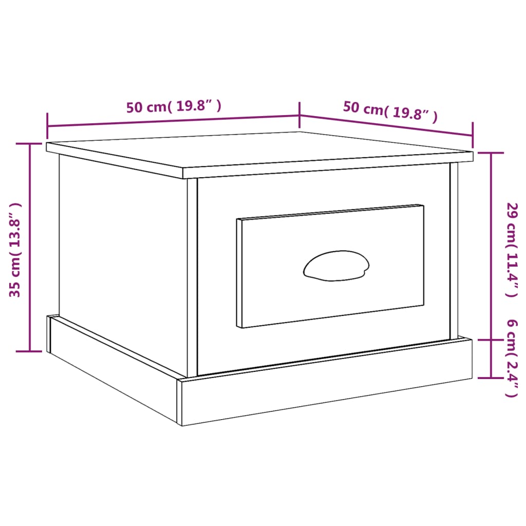 Coffee Table High Gloss White 50x50x35 cm Engineered Wood