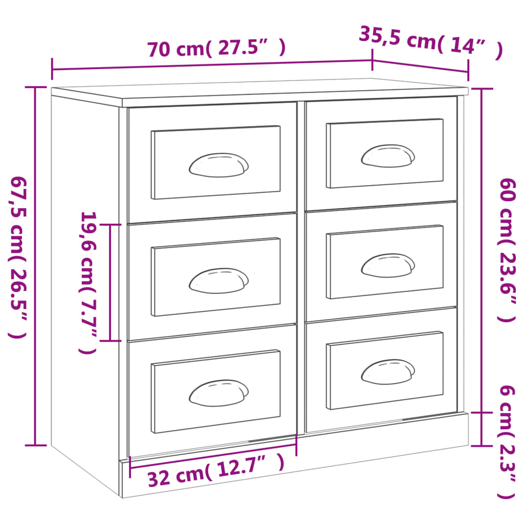 Sideboard Concrete Grey 70x35.5x67.5 cm Engineered Wood