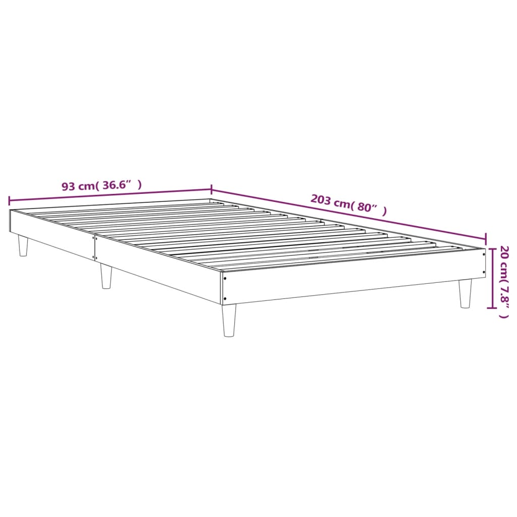 Bed Frame without Mattress Smoked Oak 90x200 cm Engineered Wood