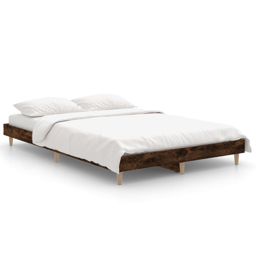 Bed Frame without Mattress Smoked Oak 120x190 cm Small Double Engineered Wood