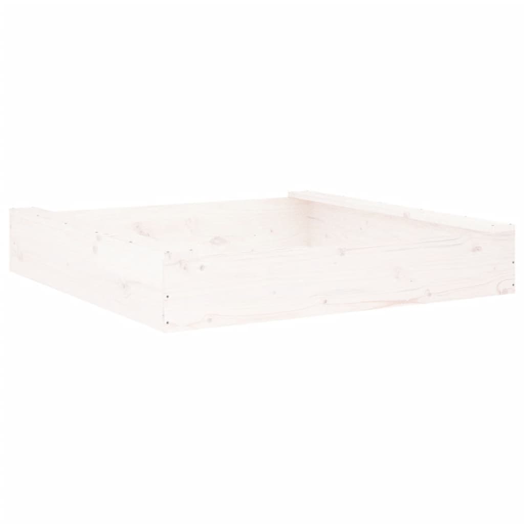 Sandbox with Seats White Square Solid Wood Pine