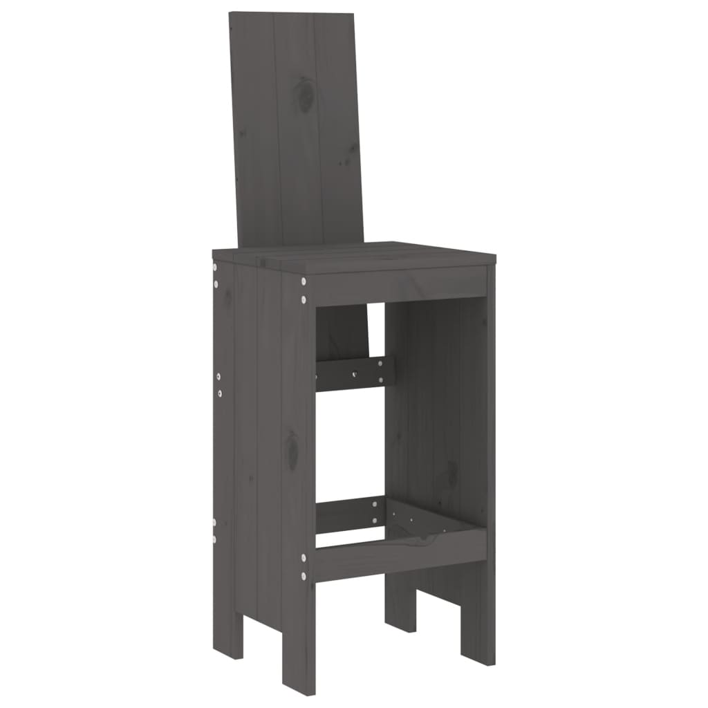 Bar Stools 2 pcs Grey 40x42x120 cm Solid Wood Pine