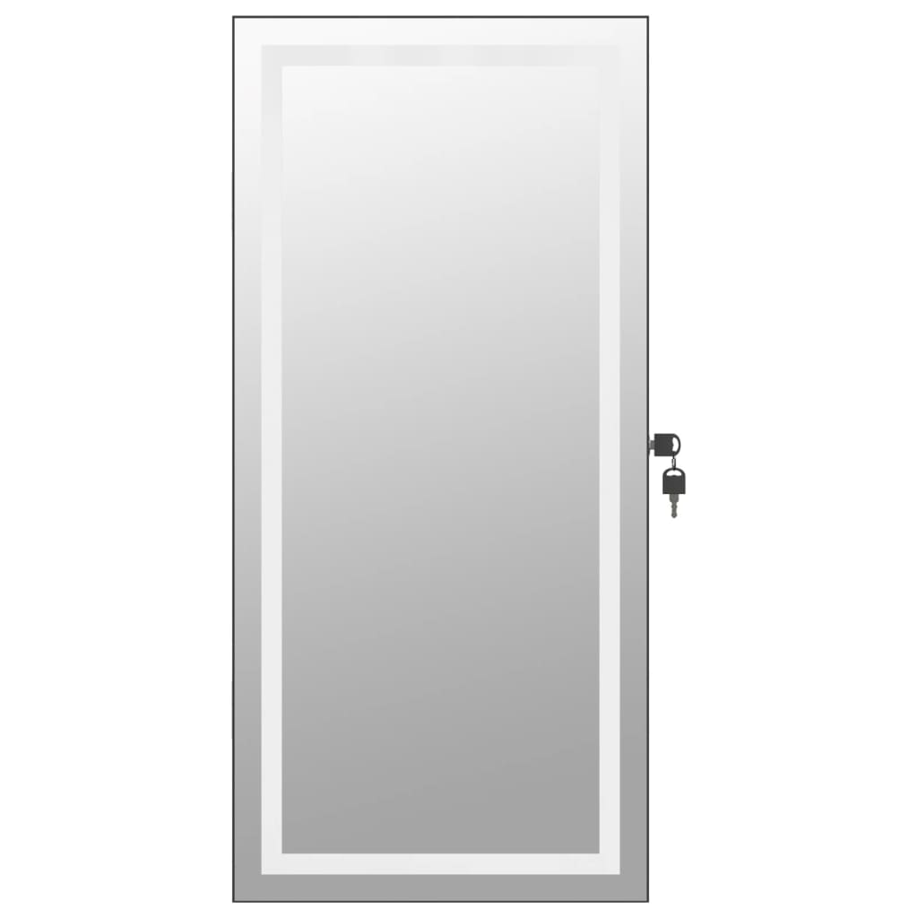 Mirror Jewellery Cabinet with LED Lights Wall Mounted Black