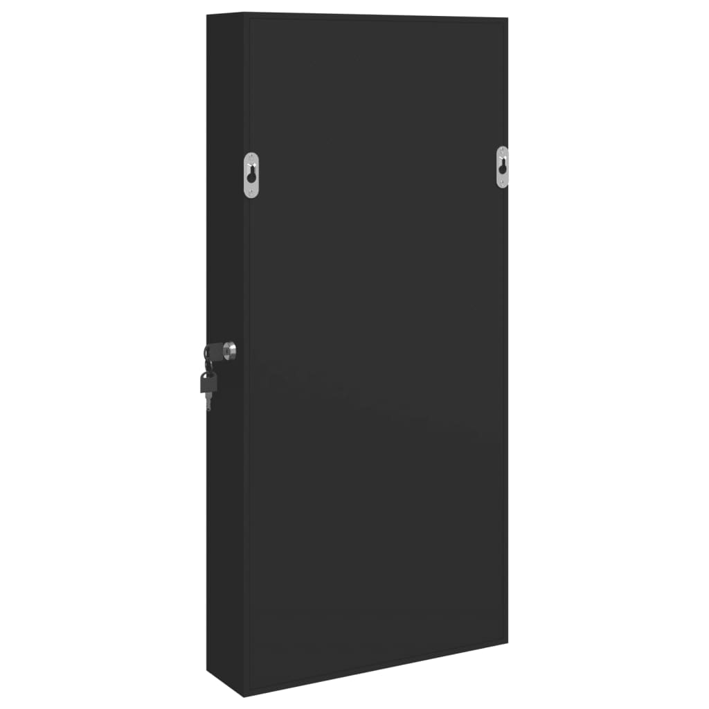 Mirror Jewellery Cabinet with LED Lights Wall Mounted Black
