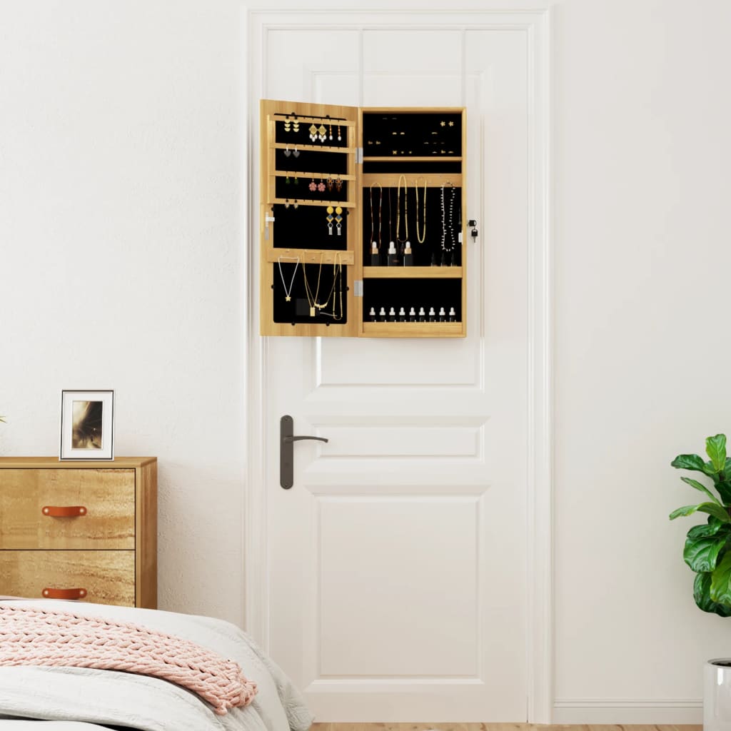 Mirror Jewellery Cabinet with LED Lights Wall Mounted