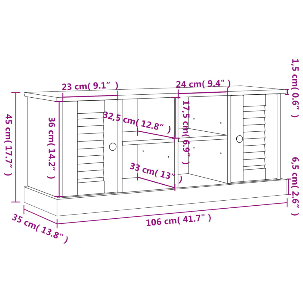 Shoe Bench VIGO Grey 106x35x45 cm Solid Wood Pine