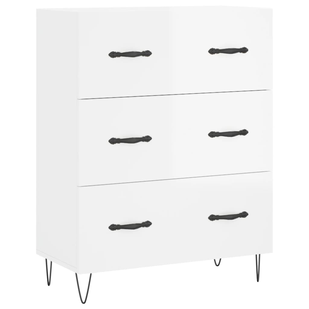 Sideboard High Gloss White 69.5x34x90 cm Engineered Wood
