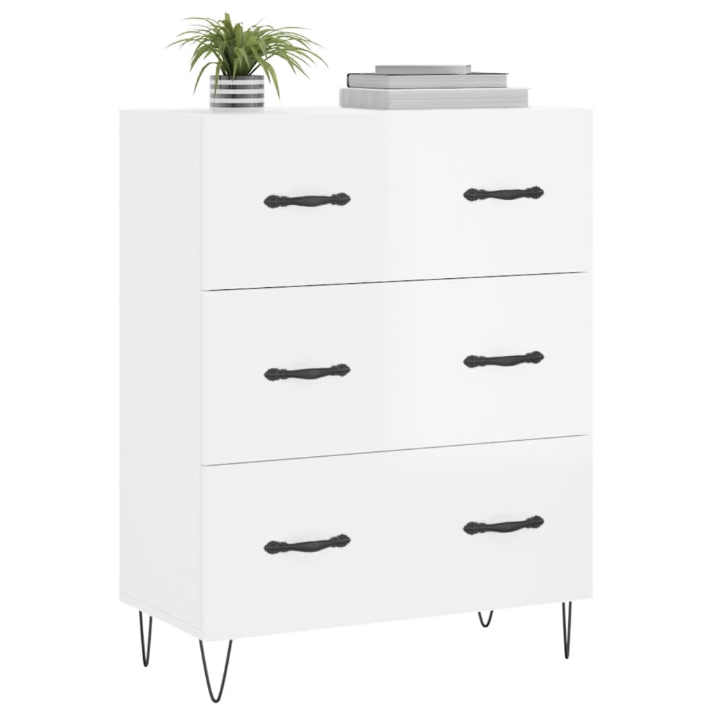 Sideboard High Gloss White 69.5x34x90 cm Engineered Wood