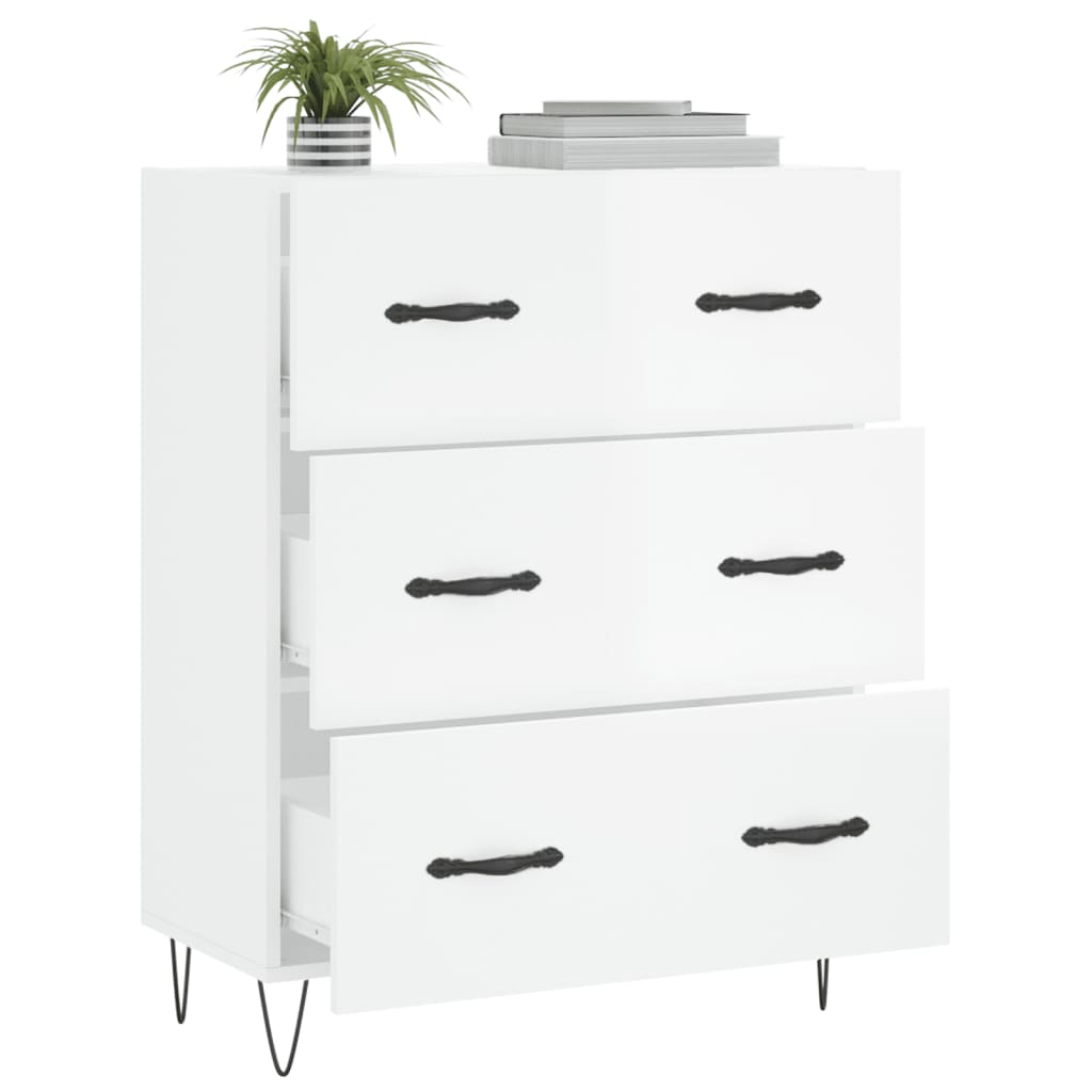 Sideboard High Gloss White 69.5x34x90 cm Engineered Wood