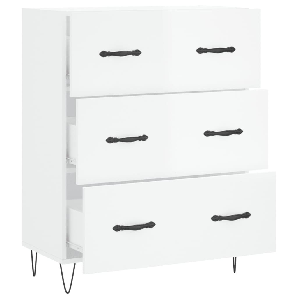 Sideboard High Gloss White 69.5x34x90 cm Engineered Wood