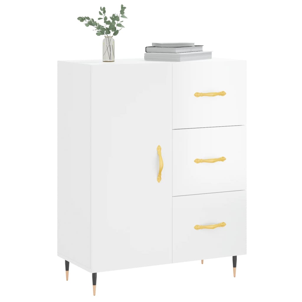 Sideboard High Gloss White 69.5x34x90 cm Engineered Wood