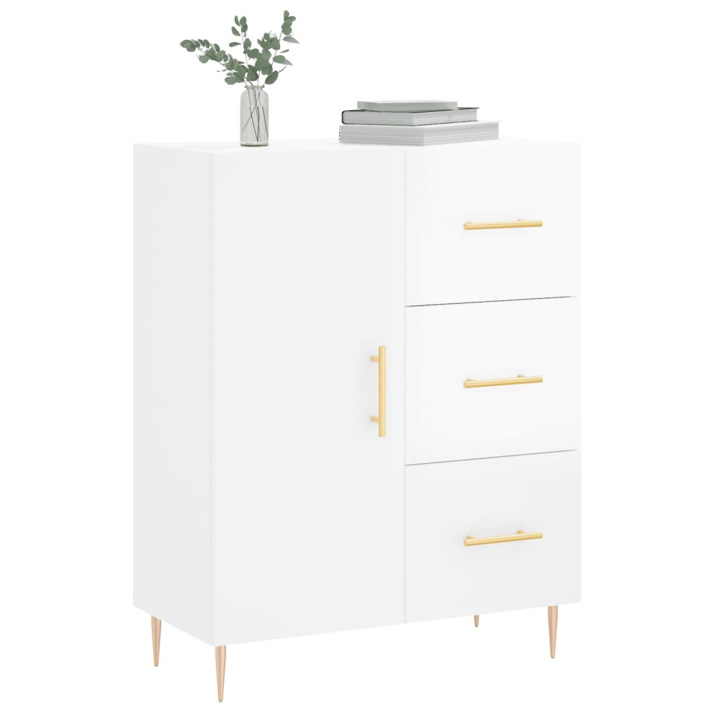 Sideboard High Gloss White 69.5x34x90 cm Engineered Wood