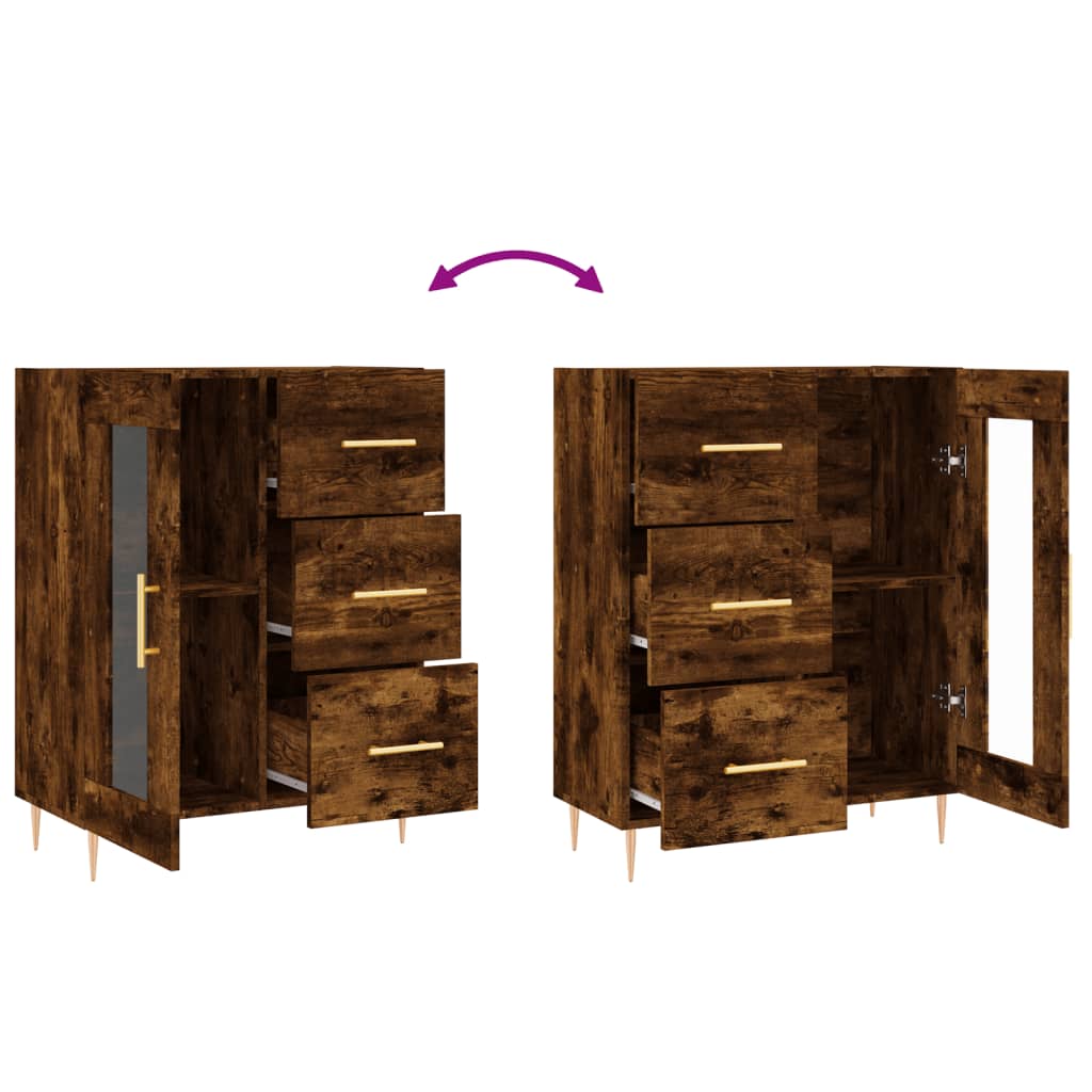 Sideboard Smoked Oak 69.5x34x90 cm Engineered Wood
