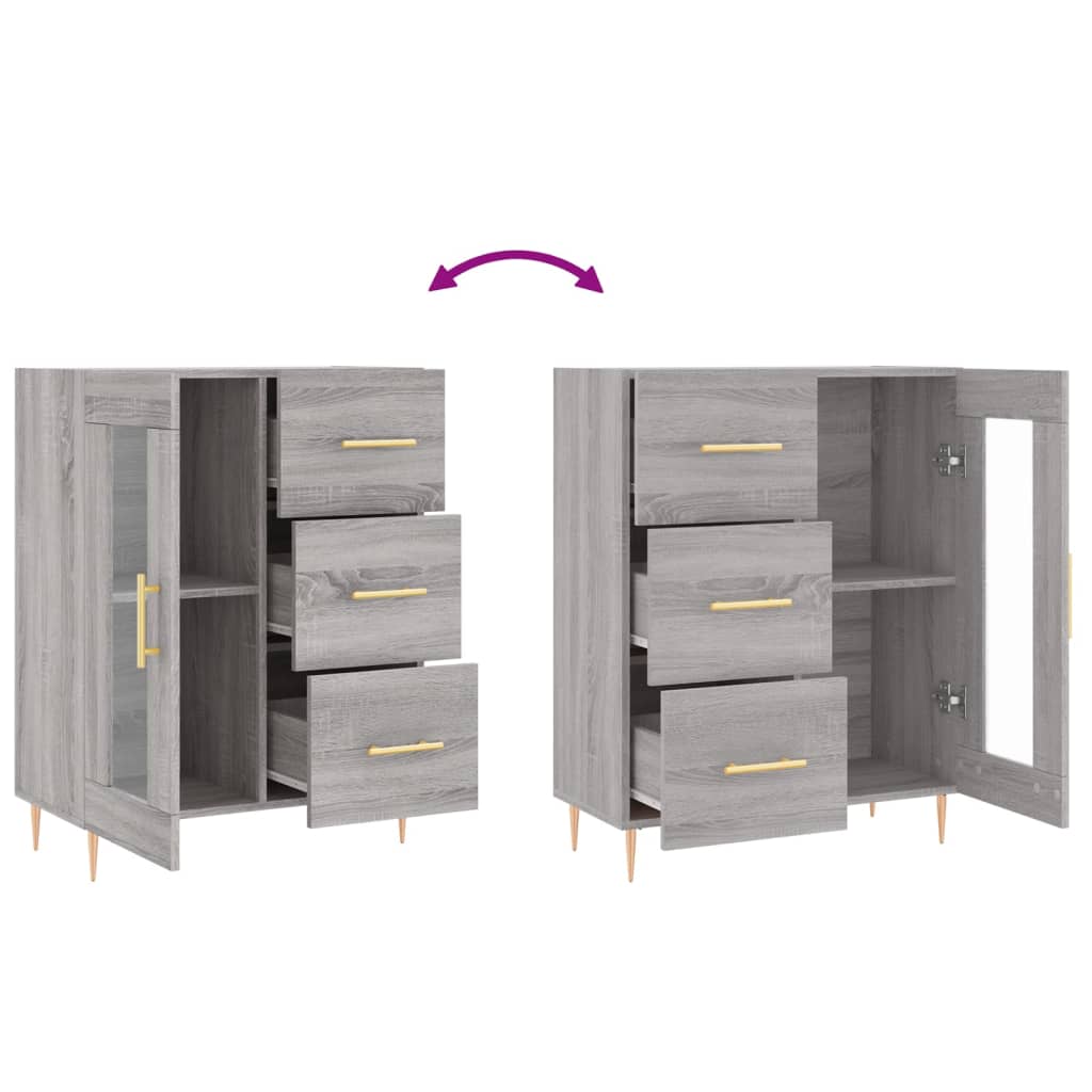 Sideboard Grey Sonoma 69.5x34x90 cm Engineered Wood