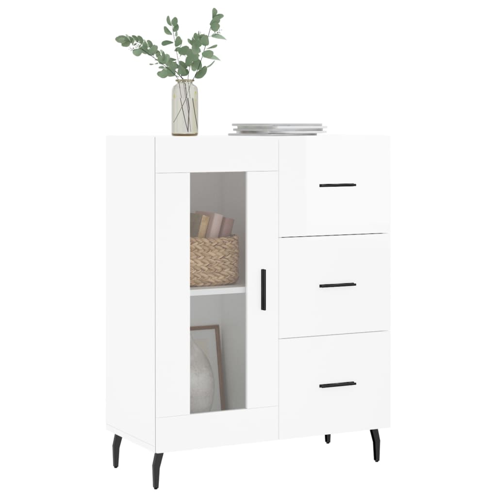 Sideboard High Gloss White 69.5x34x90 cm Engineered Wood