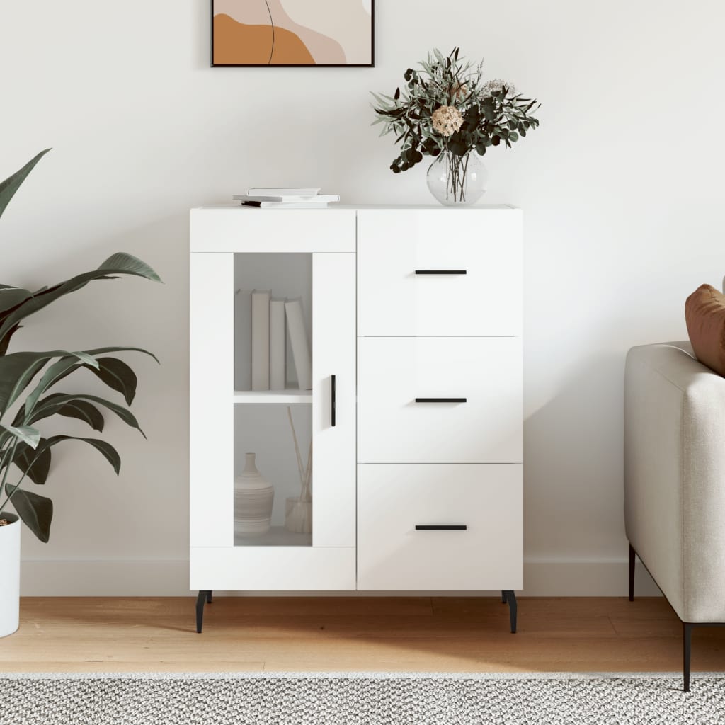 Sideboard High Gloss White 69.5x34x90 cm Engineered Wood