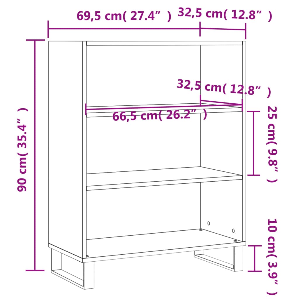 Shelf Cabinet Concrete Grey 69.5x32.5x90 cm Engineered Wood