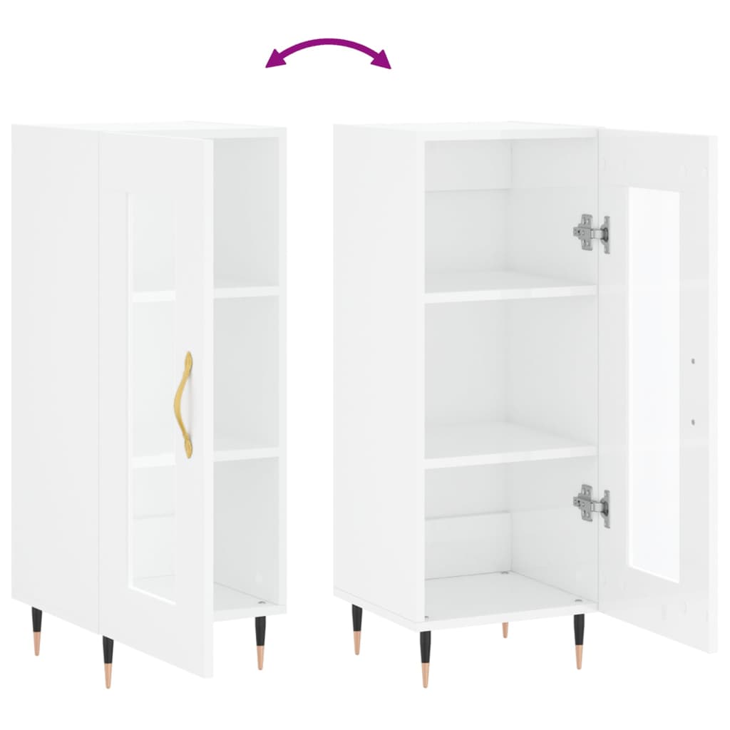 Sideboard High Gloss White 34.5x34x90 cm Engineered Wood