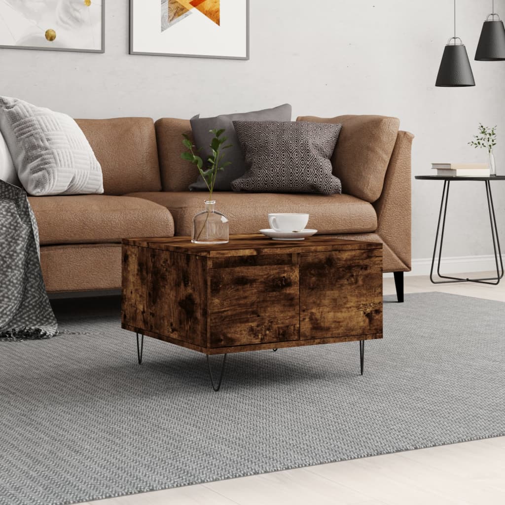 Coffee Table Smoked Oak 55x55x36.5 cm Engineered Wood