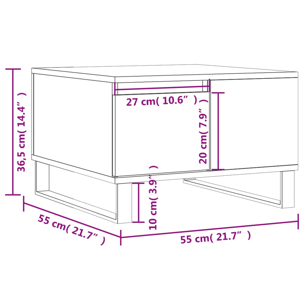 Coffee Table Brown Oak 55x55x36.5 cm Engineered Wood