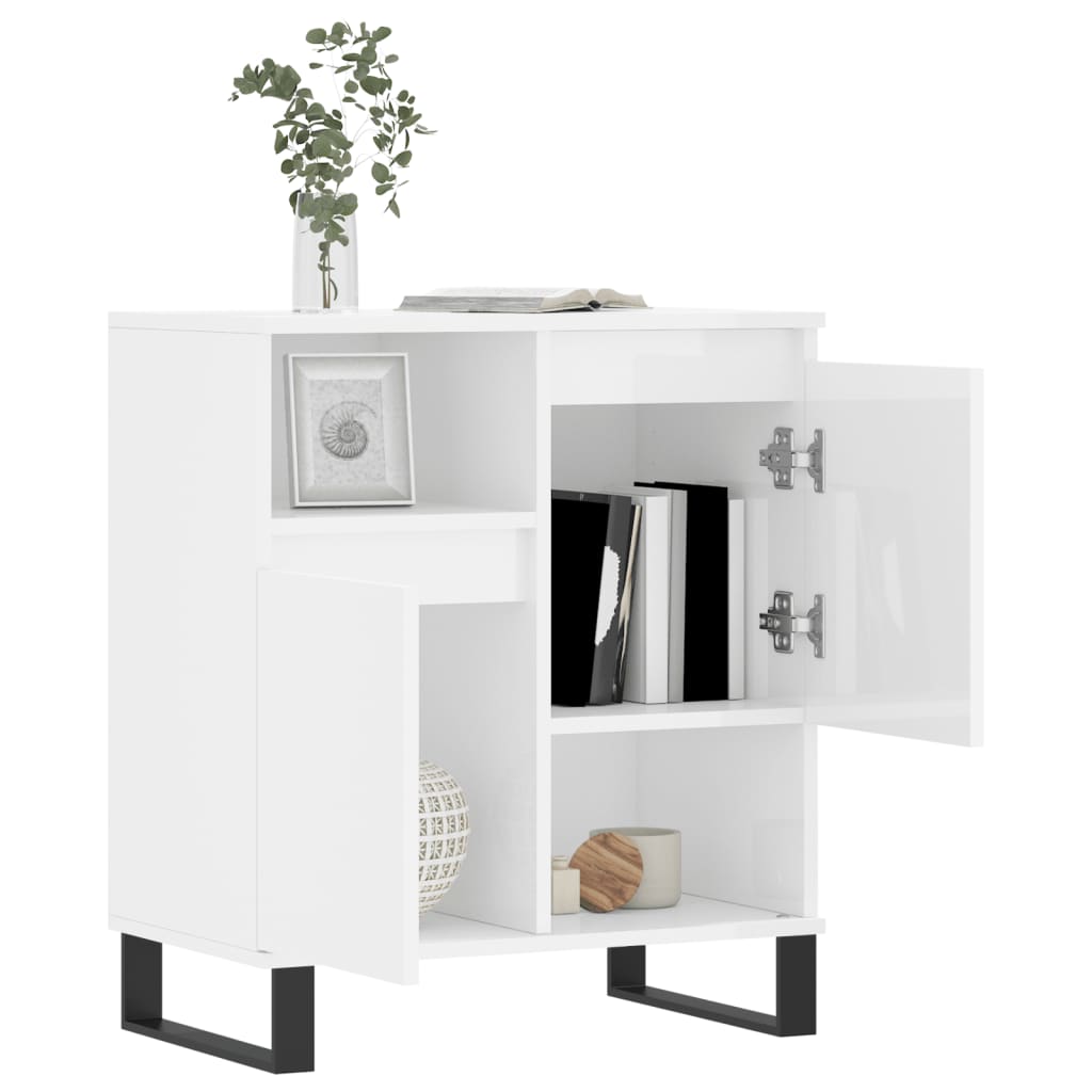 Sideboard High Gloss White 60x35x70 cm Engineered Wood
