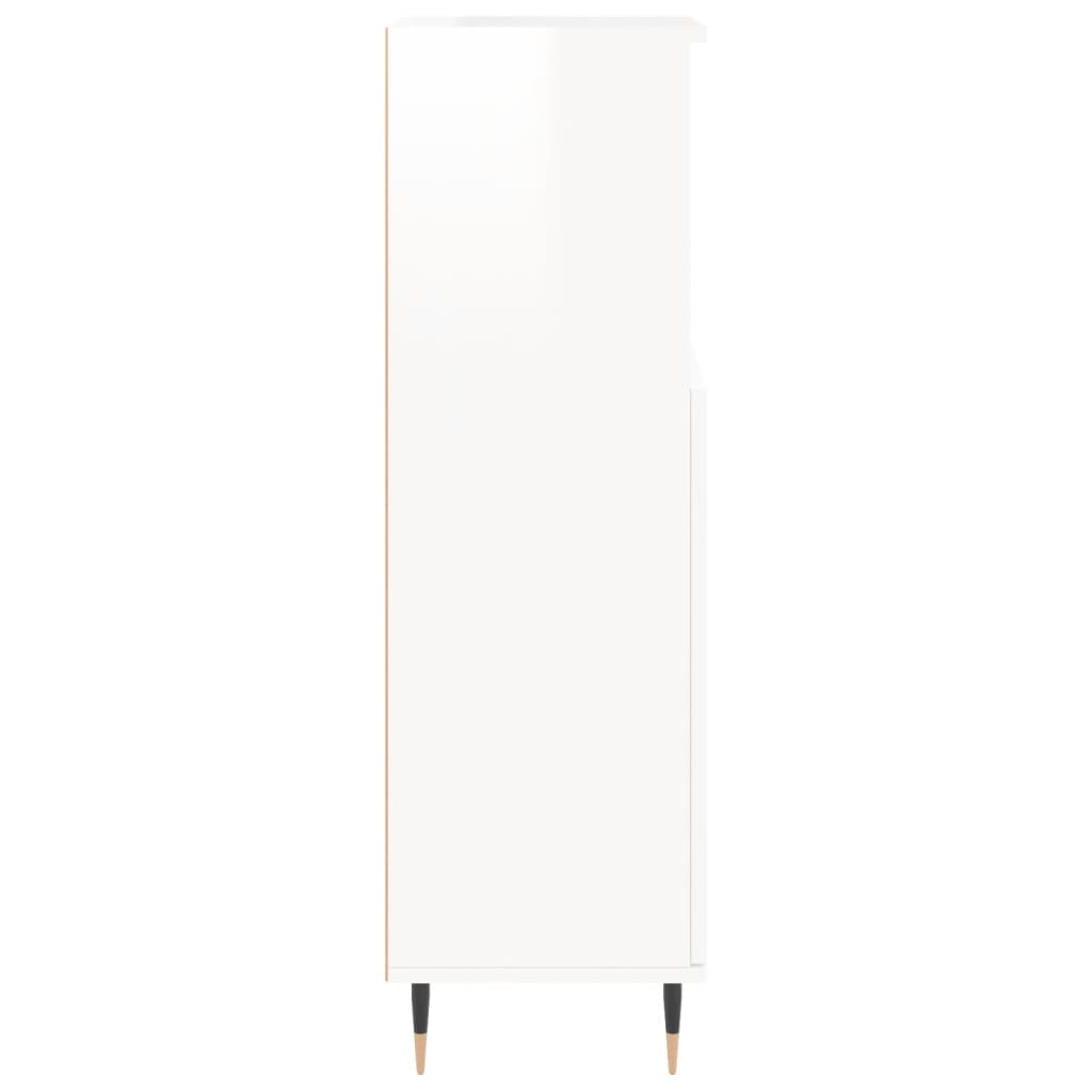 Bathroom Cabinet High Gloss White 30x30x100 cm Engineered Wood