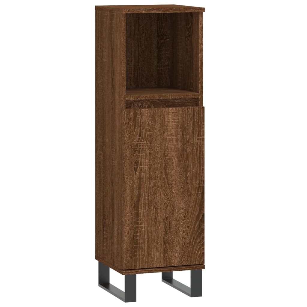 Bathroom Cabinet Brown Oak 30x30x100 cm Engineered Wood