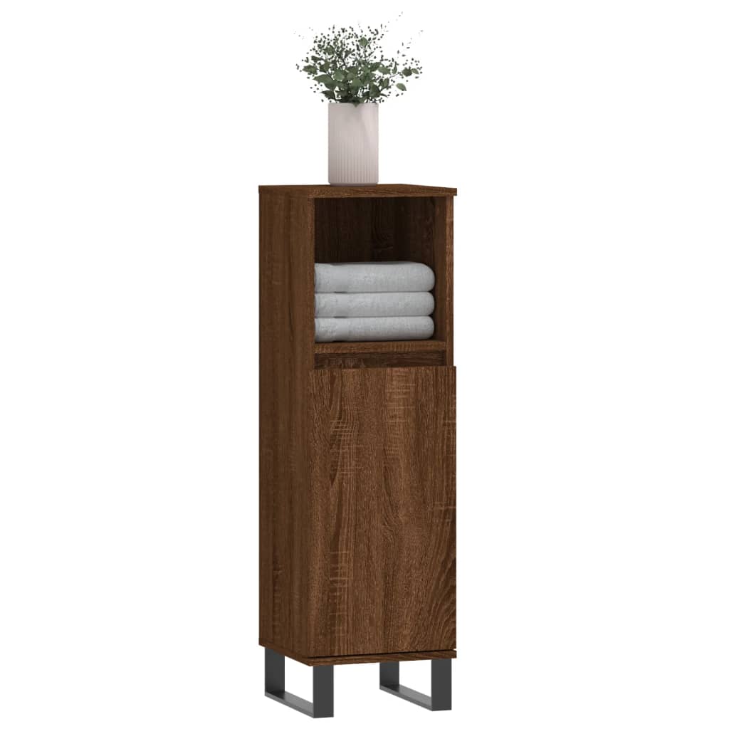 Bathroom Cabinet Brown Oak 30x30x100 cm Engineered Wood