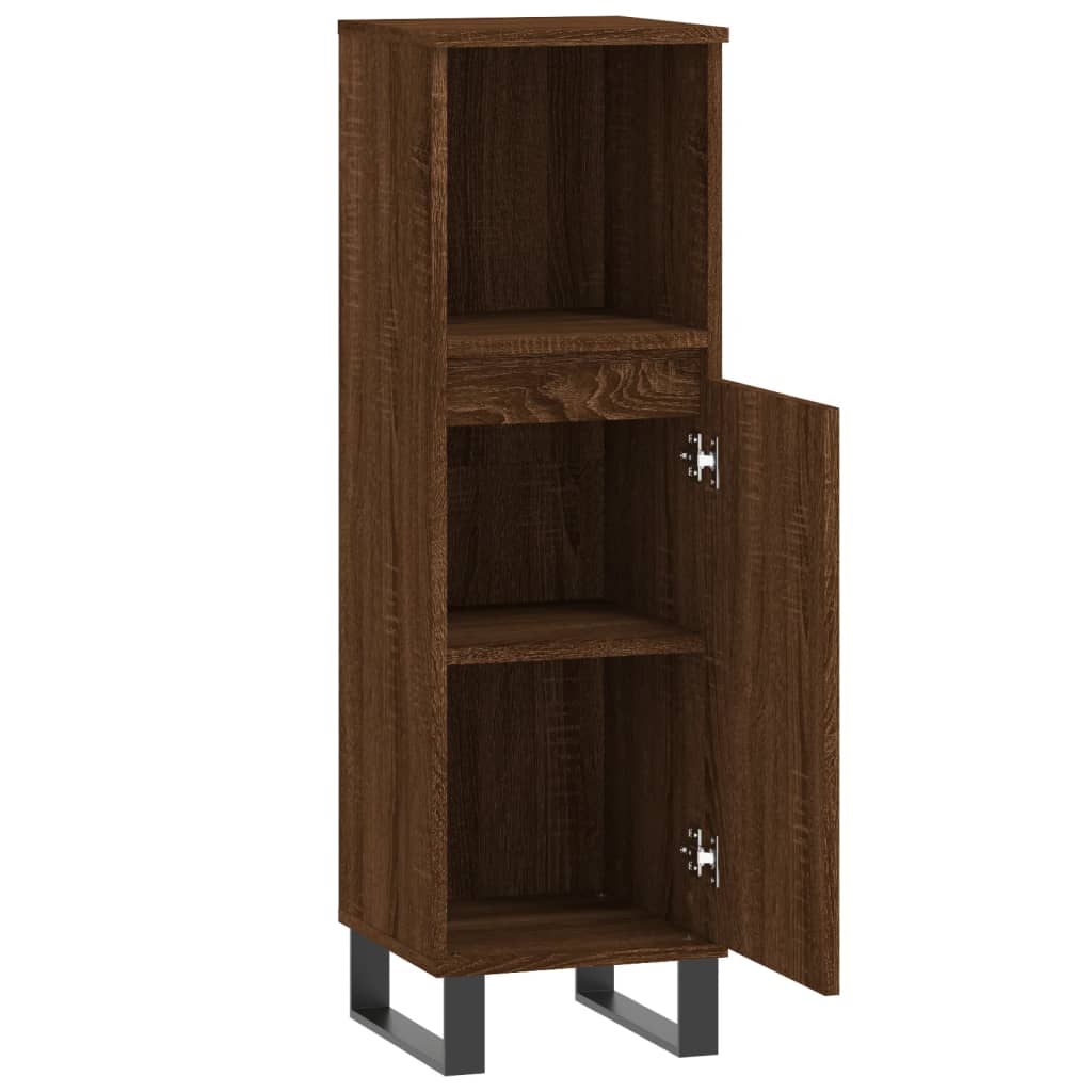 Bathroom Cabinet Brown Oak 30x30x100 cm Engineered Wood