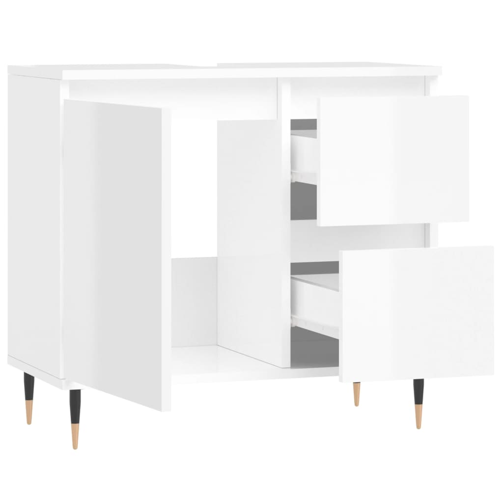 Bathroom Cabinet High Gloss White 65x33x60 cm Engineered Wood