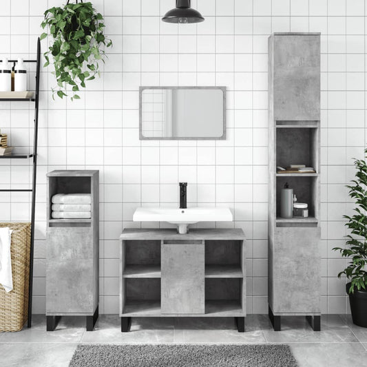 Bathroom Cabinet Concrete Grey 80x33x60 cm Engineered Wood