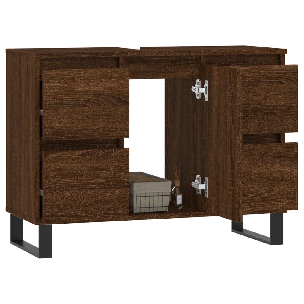 Bathroom Cabinet Brown Oak 80x33x60 cm Engineered Wood
