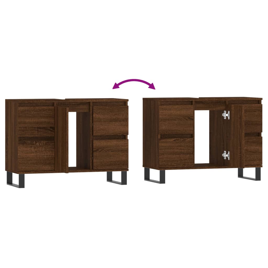 Bathroom Cabinet Brown Oak 80x33x60 cm Engineered Wood