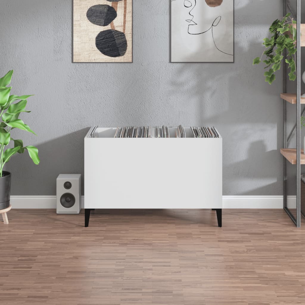 Record Cabinet White 74.5x38x48 cm Engineered Wood