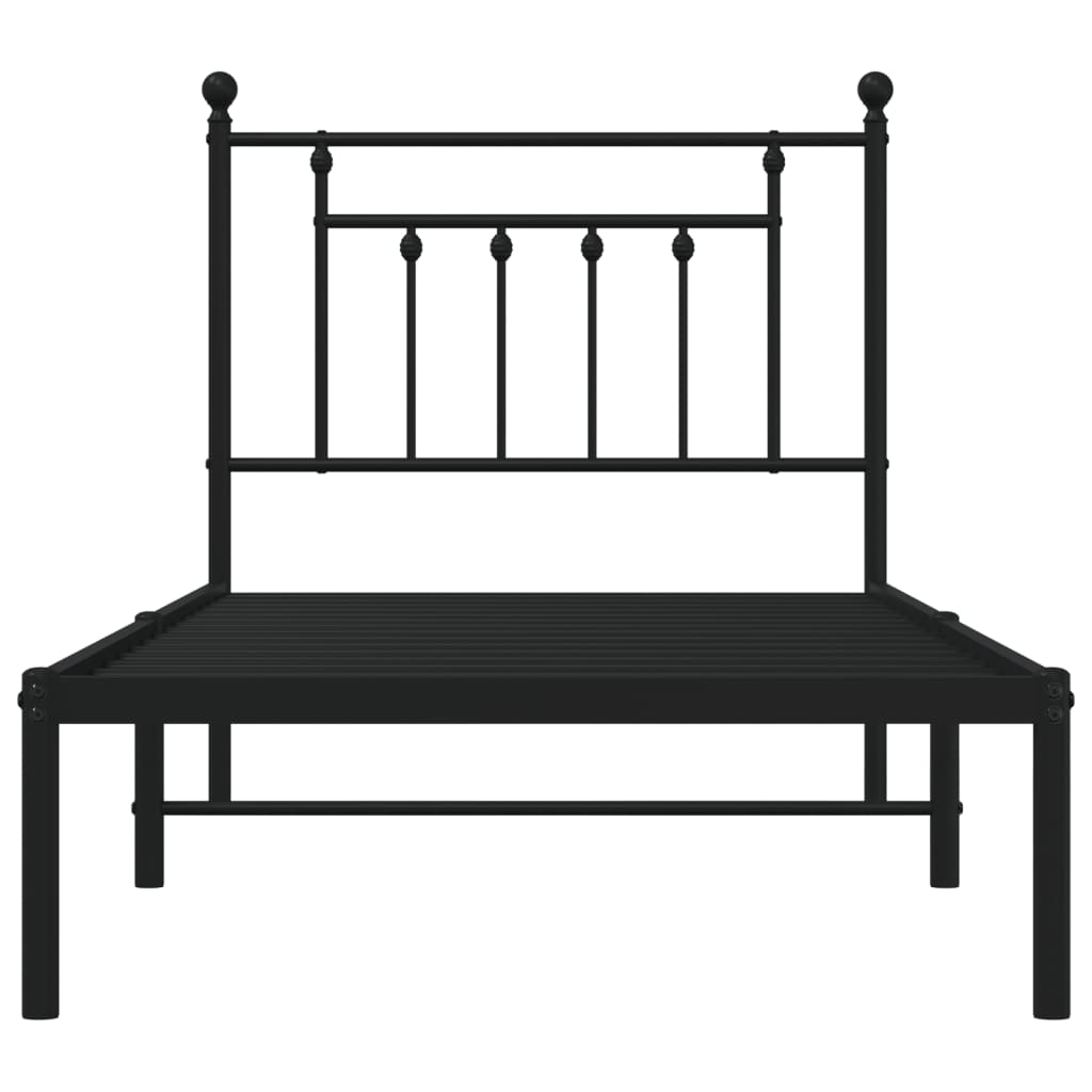 Metal Bed Frame without Mattress with Headboard Black 90x200cm