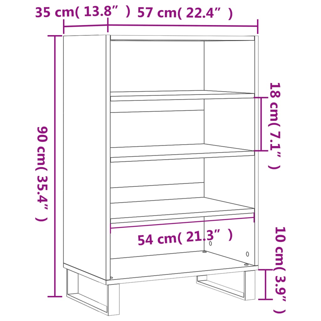 Highboard White 57x35x90 cm Engineered Wood