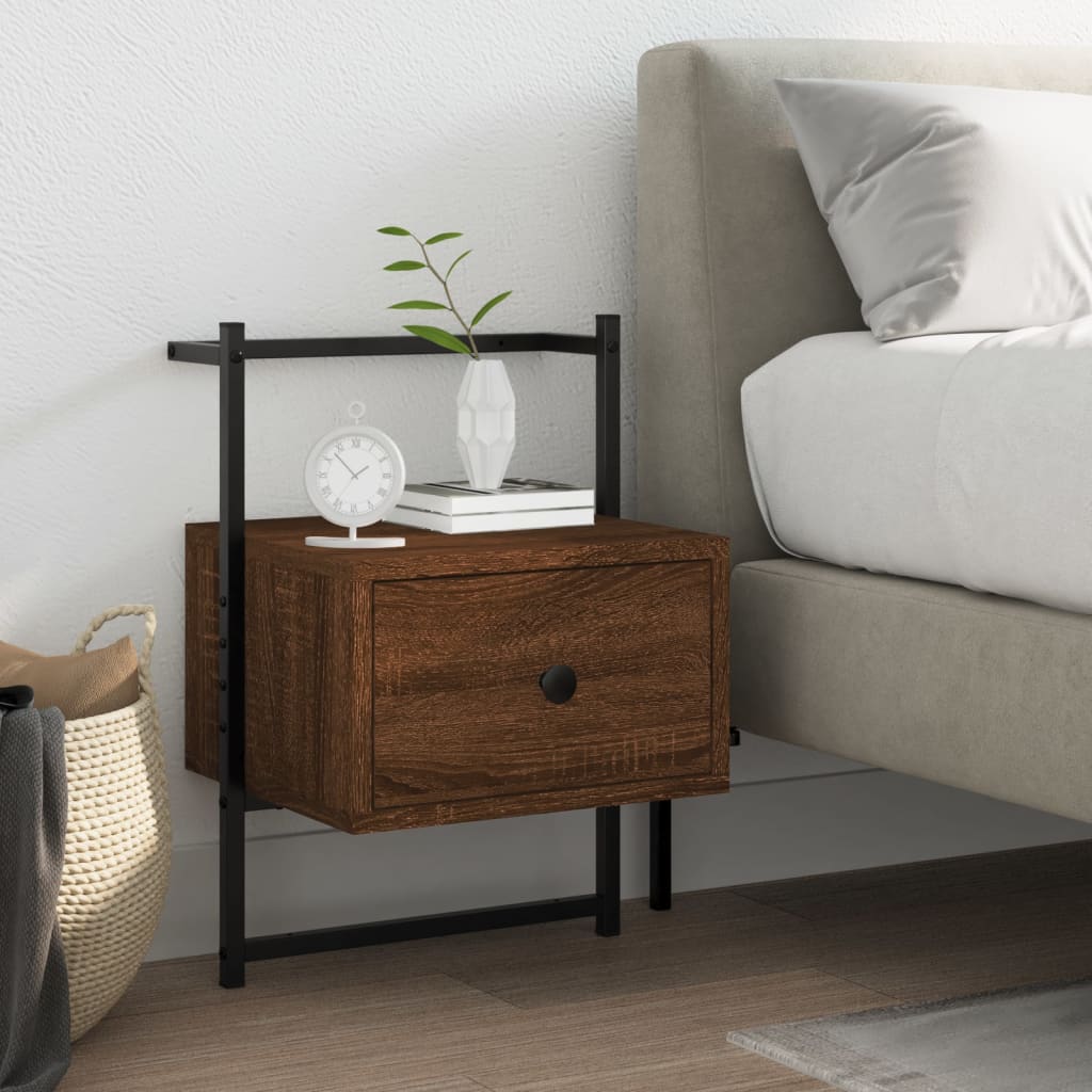 Bedside Cabinet Wall-mounted Brown Oak 35x30x51 cm Engineered Wood