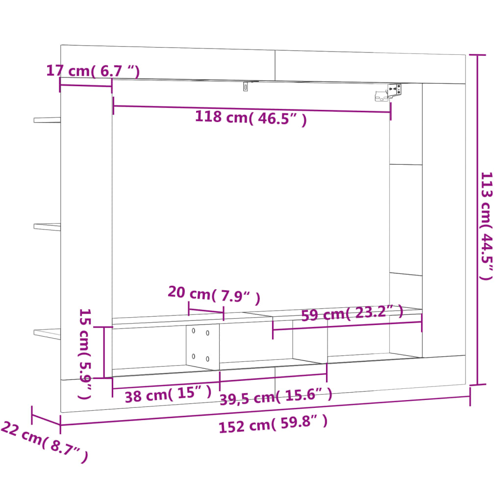 TV Cabinet Sonoma Oak 152x22x113 cm Engineered Wood
