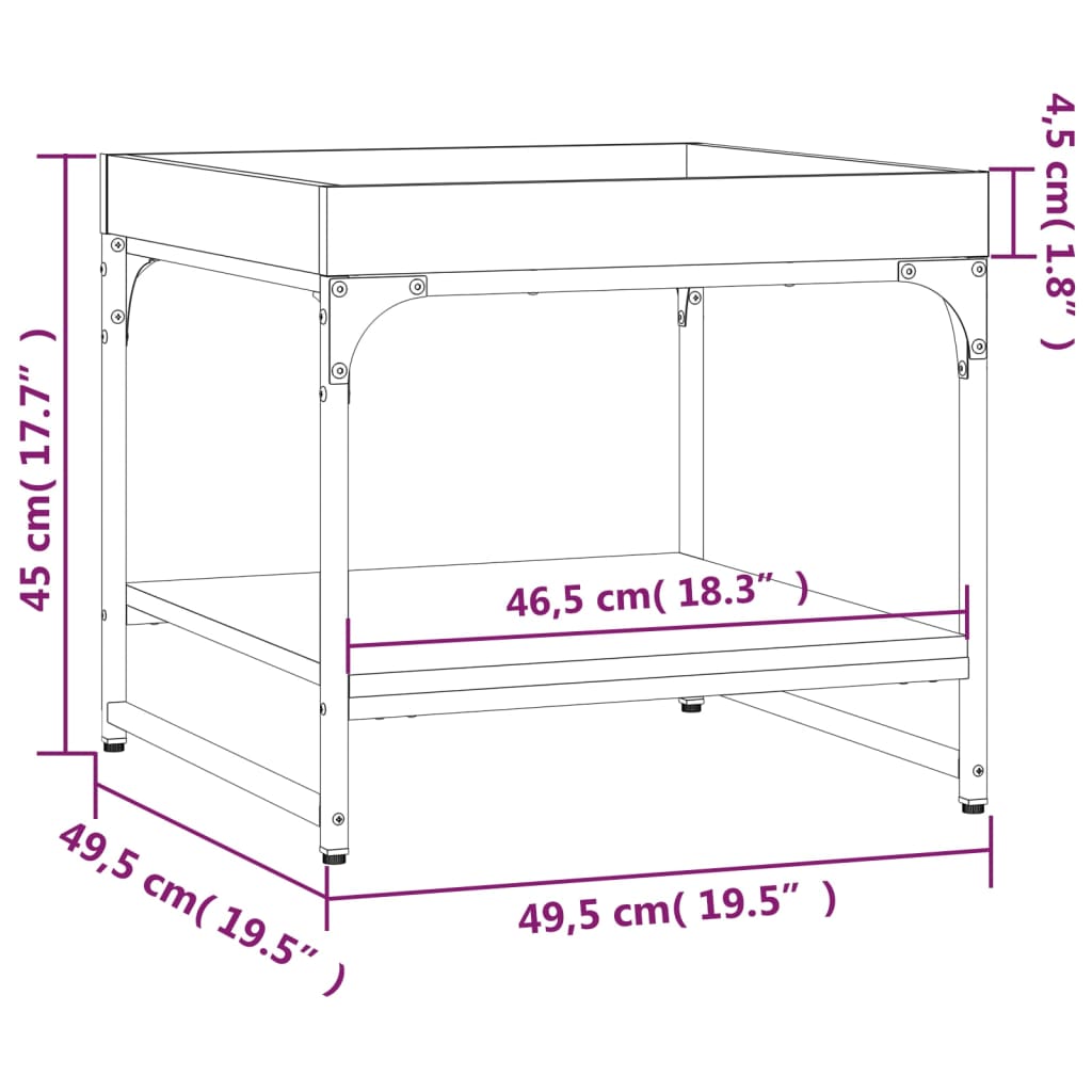 Coffee Table Grey Sonoma 49.5x49.5x45 cm Engineered Wood