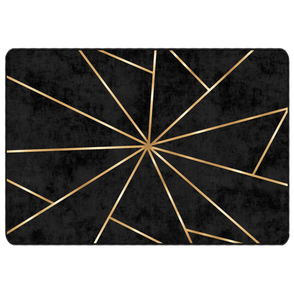 Rug Washable Black and Gold 160x230 cm Anti Slip
