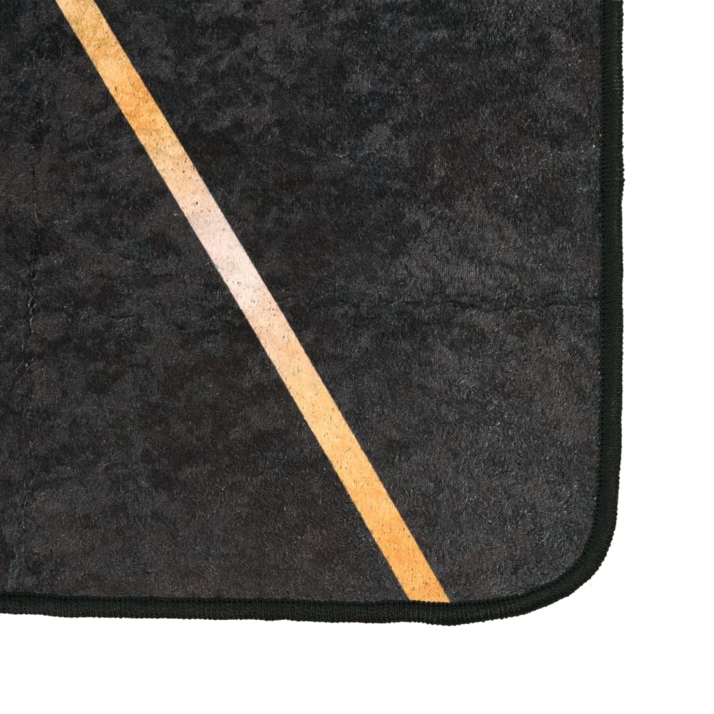Rug Washable Black and Gold 160x230 cm Anti Slip