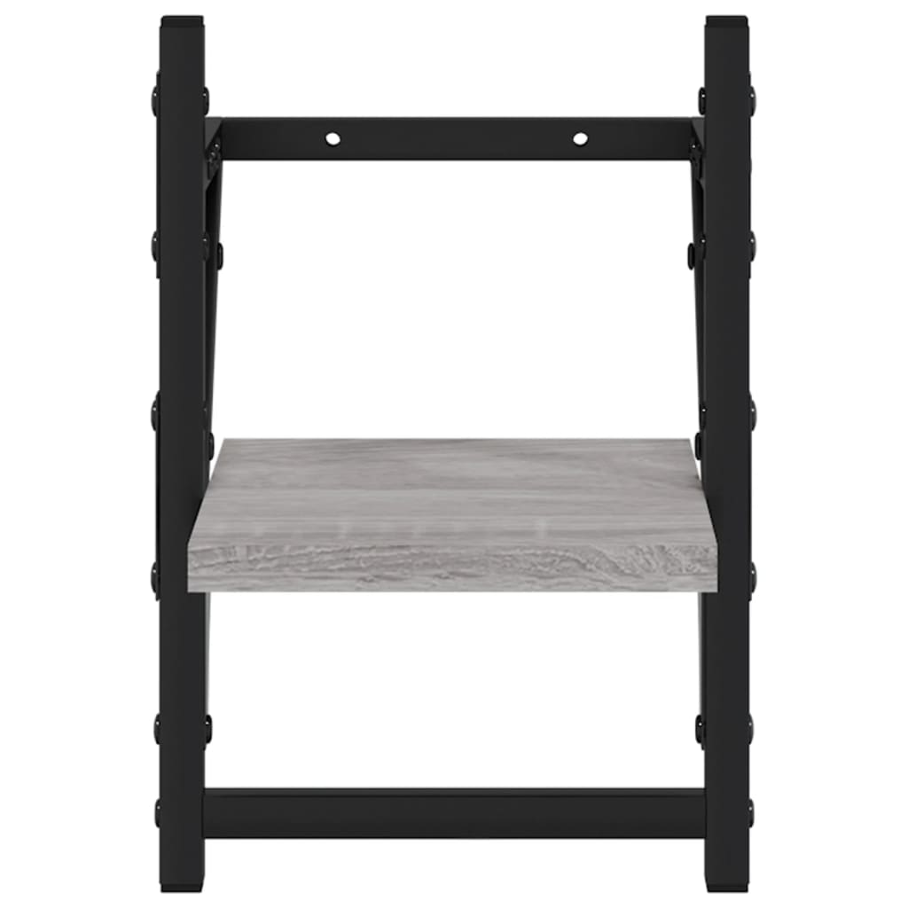 Wall Shelves with Bars 2 pcs Grey Sonoma 20x25x30 cm