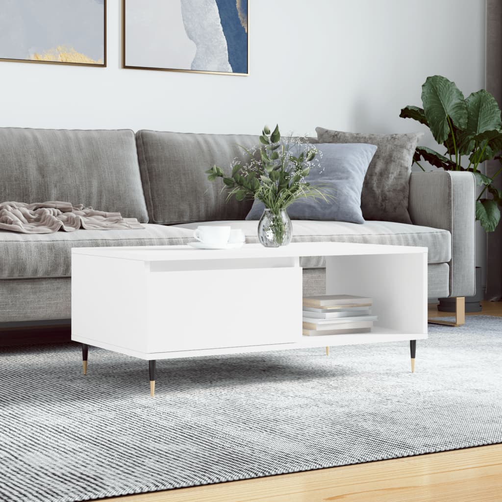 Coffee Table White 90x50x36.5 cm Engineered Wood