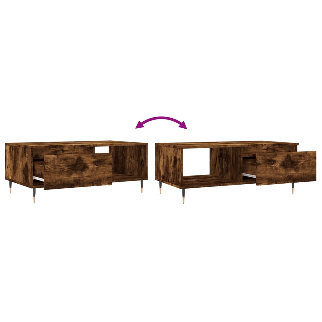 Coffee Table Smoked Oak 90x50x36.5 cm Engineered Wood
