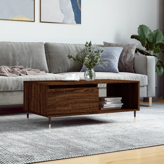 Coffee Table Brown Oak 90x50x36.5 cm Engineered Wood