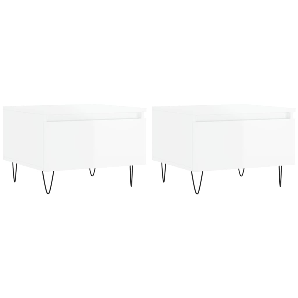 Coffee Tables 2 pcs High Gloss White 50x46x35 cm Engineered Wood