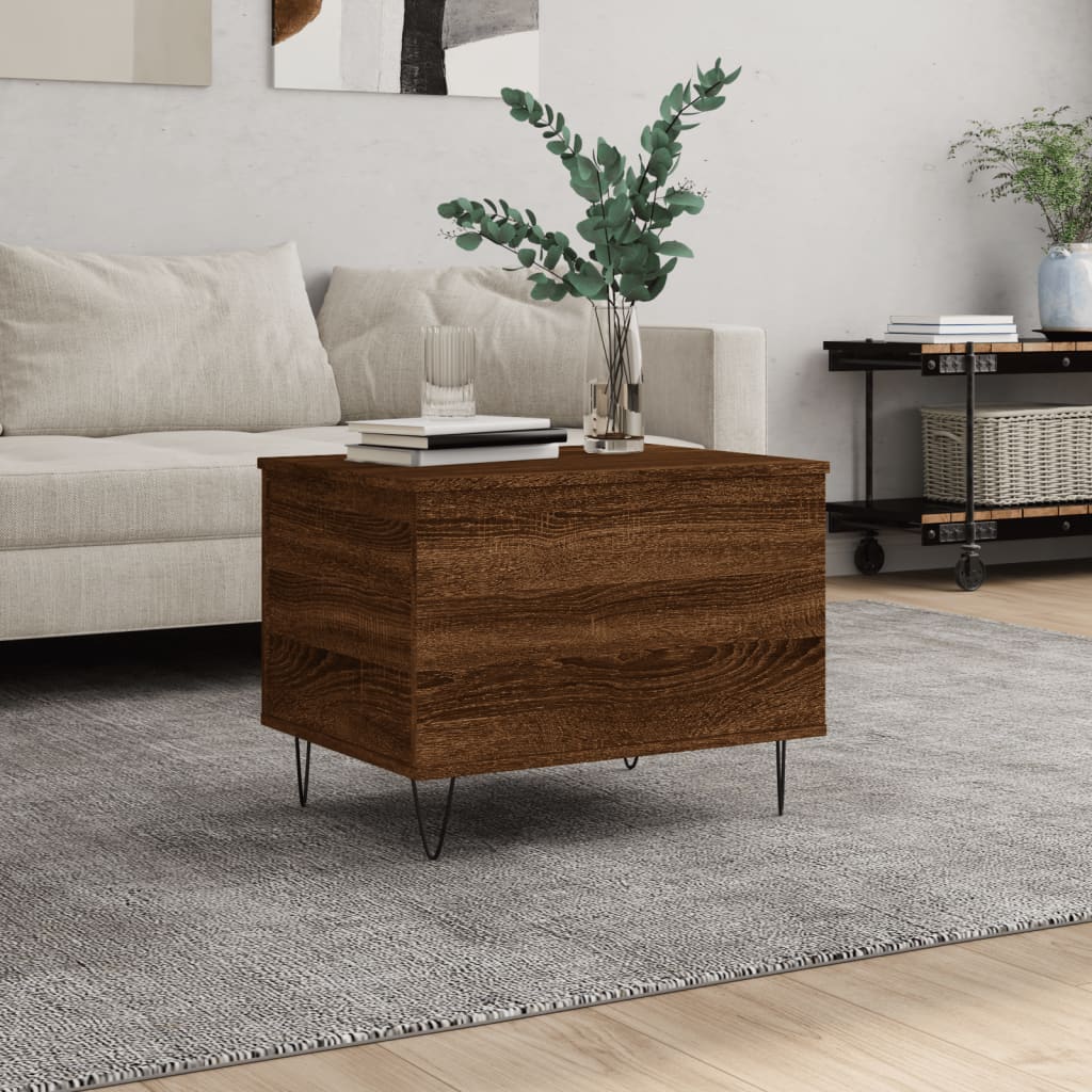 Coffee Table Brown Oak 60x44.5x45 cm Engineered Wood