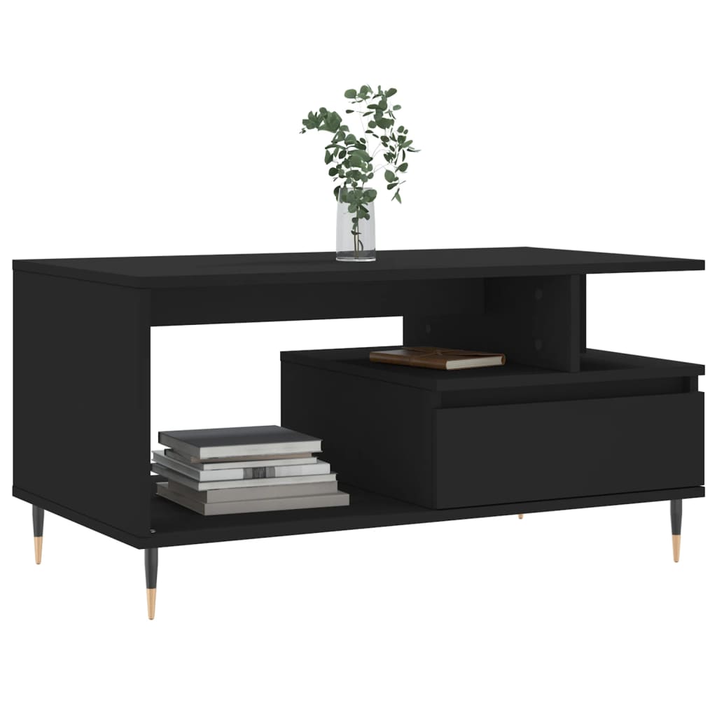 Coffee Table Black 90x49x45 cm Engineered Wood