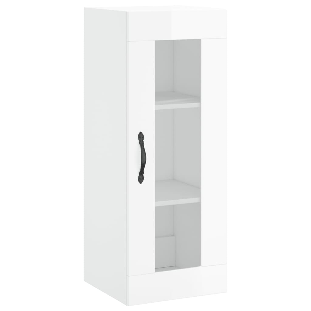 Wall Mounted Cabinet High Gloss White 34.5x34x90 cm