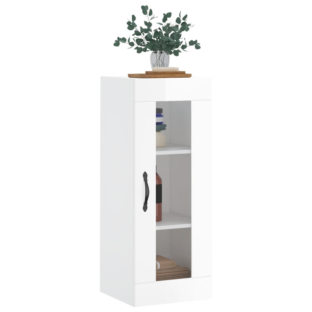 Wall Mounted Cabinet High Gloss White 34.5x34x90 cm